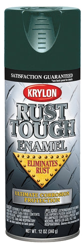Krylon Rust Tough K09223007 Rust Preventative Spray Paint, Gloss, Hunter Green, 12 oz, Can